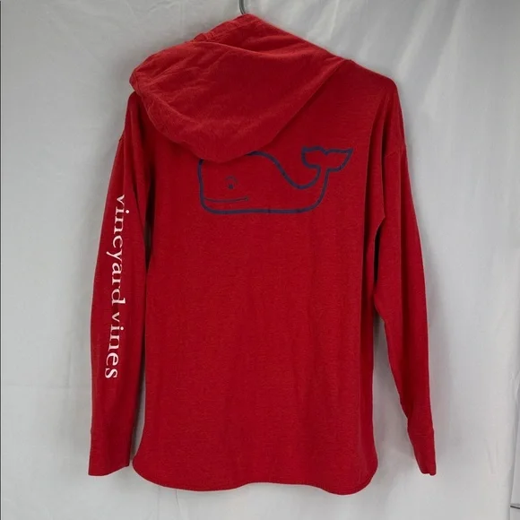 Vineyard Vines Red Edgartown long Sleeve drawstring Hoodie T-Shirt Size XS - Picture 6 of 6
